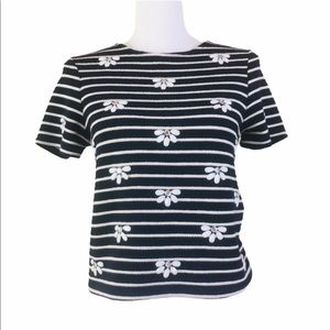 Miss Selfridge Striped Beaded Knit Top Sz 2